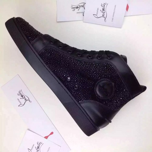 Christian Louboutin Black Louis Lux High-Top Sneakers swarovski